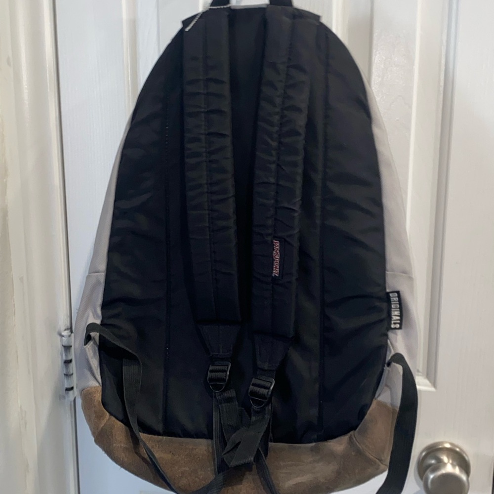 JanSport Gray Backpack with Brown Base - Picture 4 of 6